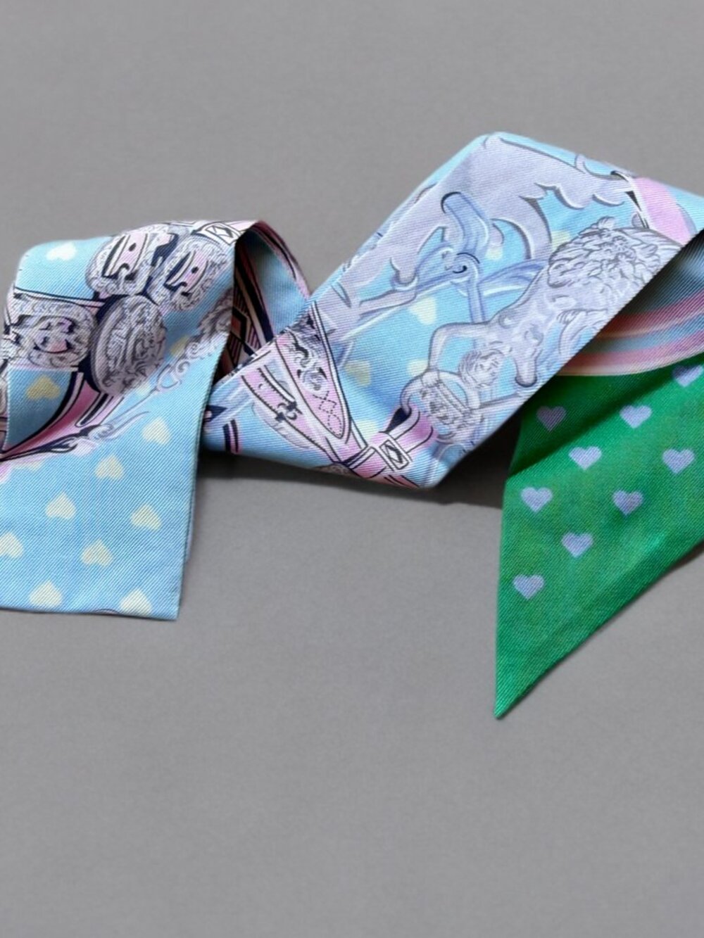 Hermes Pastel Pink Blue Brides de Gala Love Twilly Scarf - Picture 3 of 7